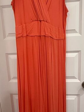 Trendy boutique Coral Orange Maxi Wrap Dress